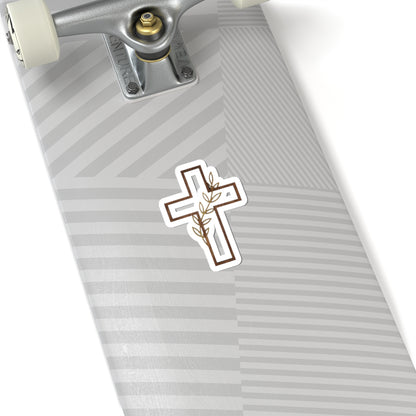 Christian Cross Branch Leaves Faith Symbolic Sticker product type