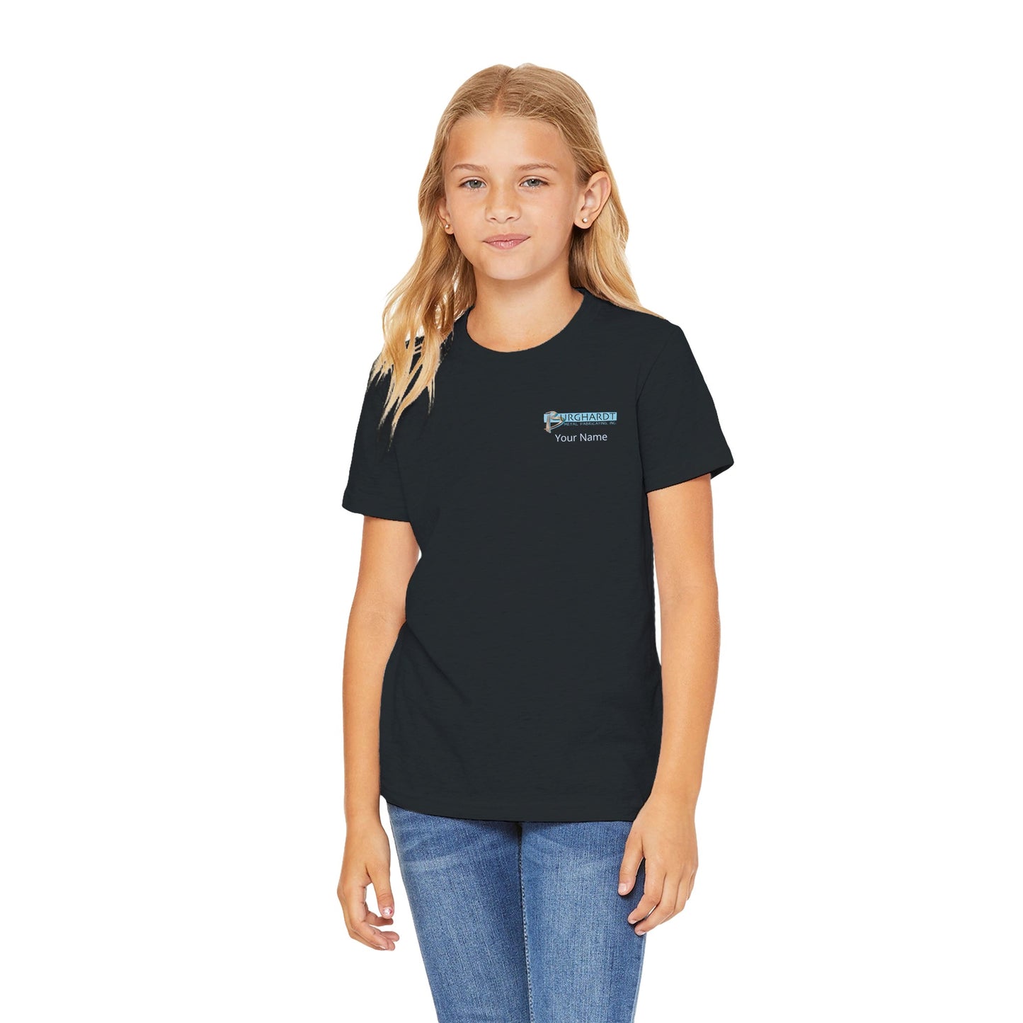 Burghardt Metal Fabricating, Inc., logo on a Premium Kids T-shirt