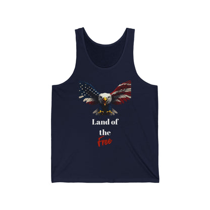 Land Of The Free Patriotic Eagle on a Premium Tank Top