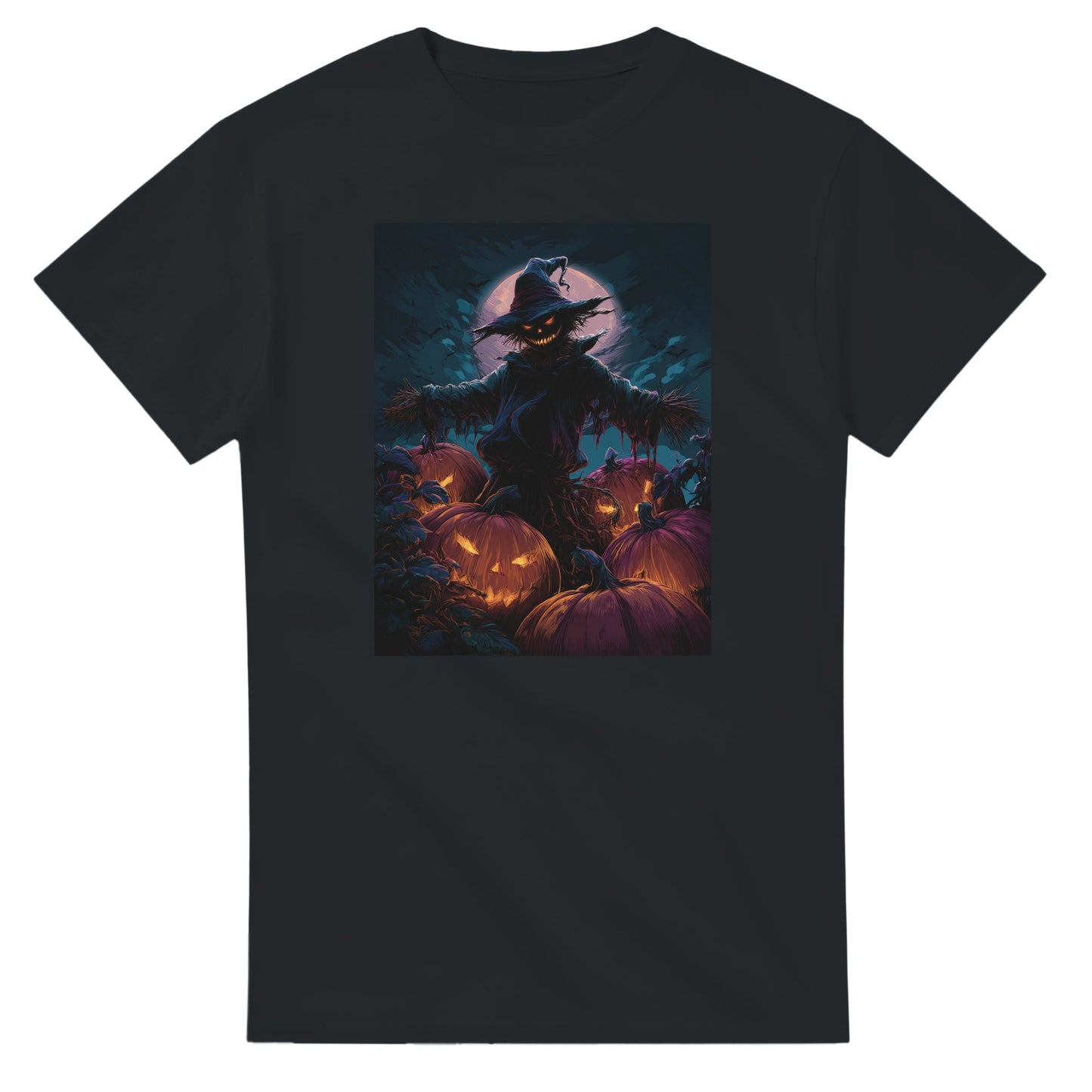 Jack-o'-Lanterns & Full Moon on a Heavyweight T-shirt