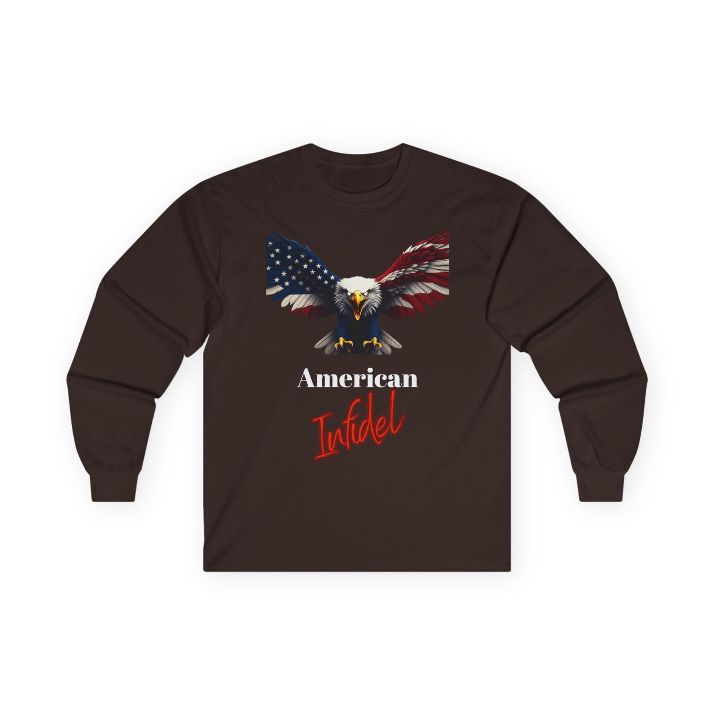 American Infidel Patriotic Eagle on a long sleeve tee