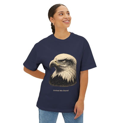 Engraved Eagle - United We Stand text at the muted of a premium tee
