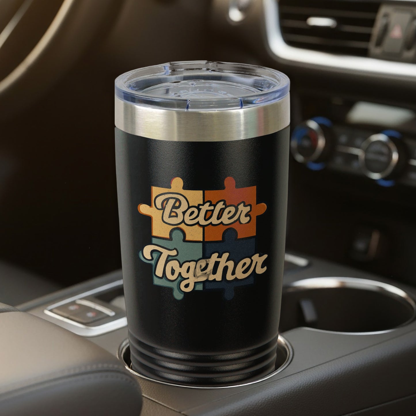 Better Together Puzzle Design Travel Tumbler