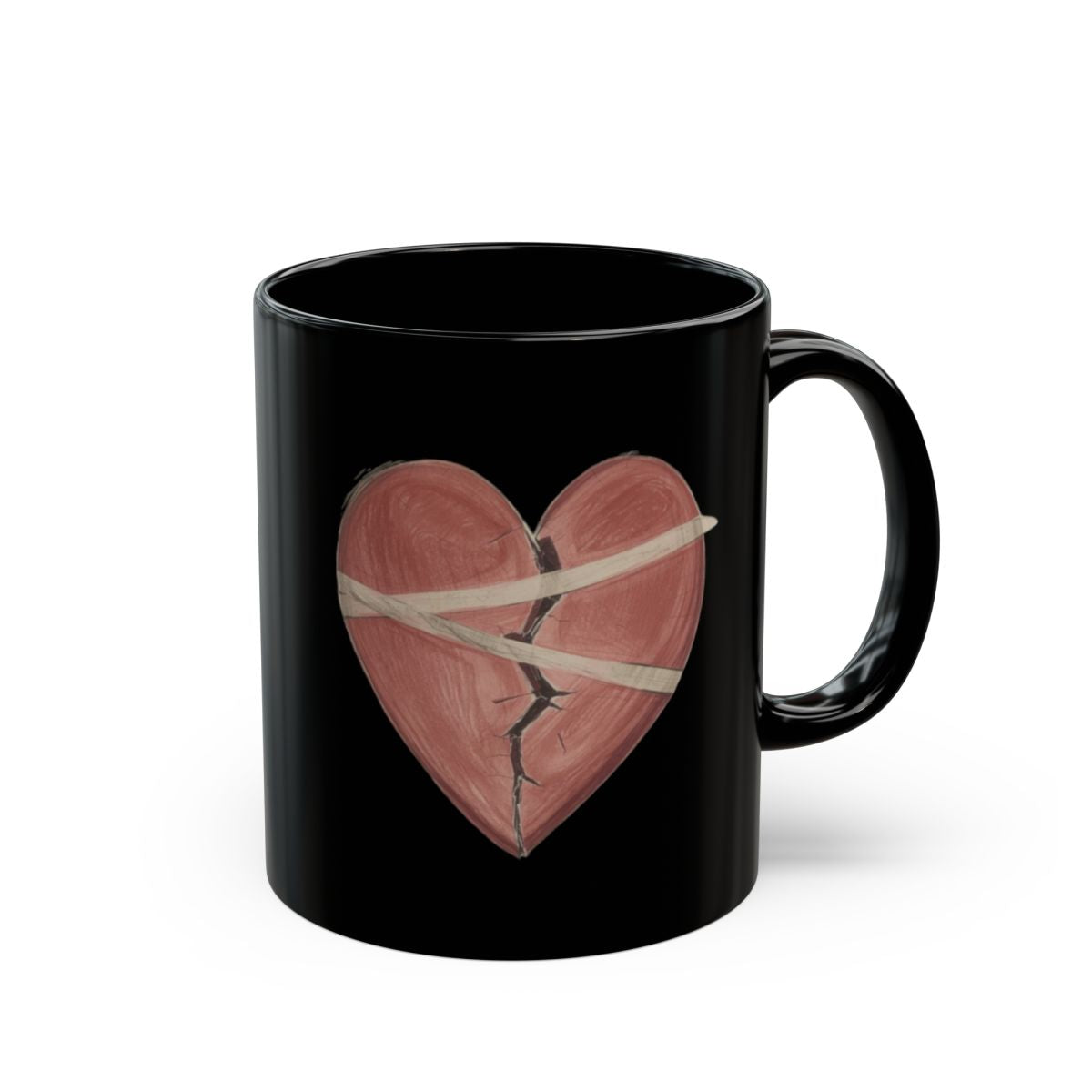 Cracked Heart with Bandages Design Mug