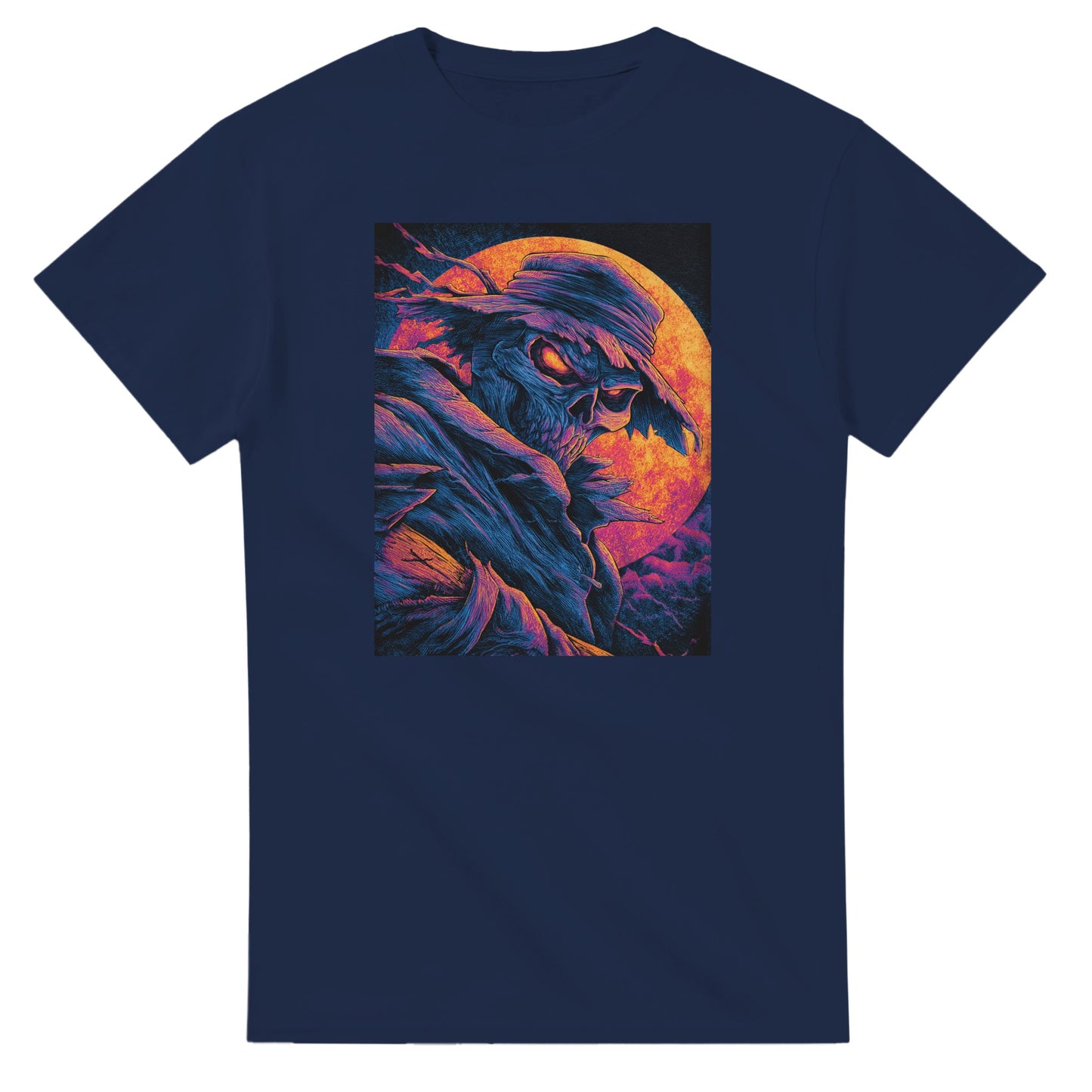 Vibrant Skull & Scarecrow on a Heavyweight T-shirt