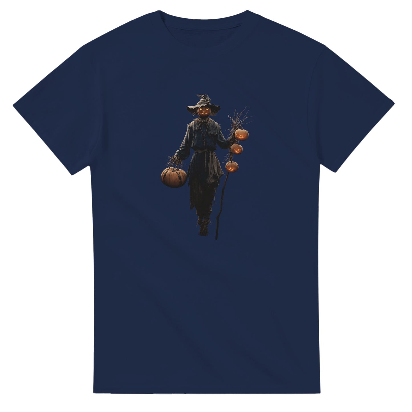 Spooky Scarecrow Jack-O'-Lantern on a Heavyweight T-shirt