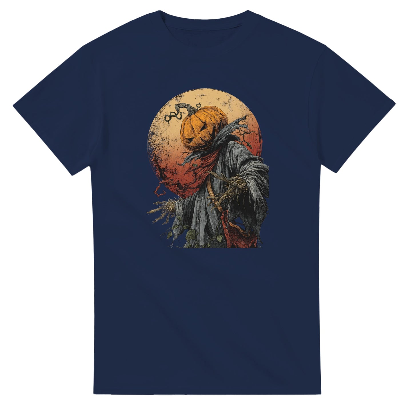 Spooky Pumpkin Scarecrow on a Heavyweight T-shirt