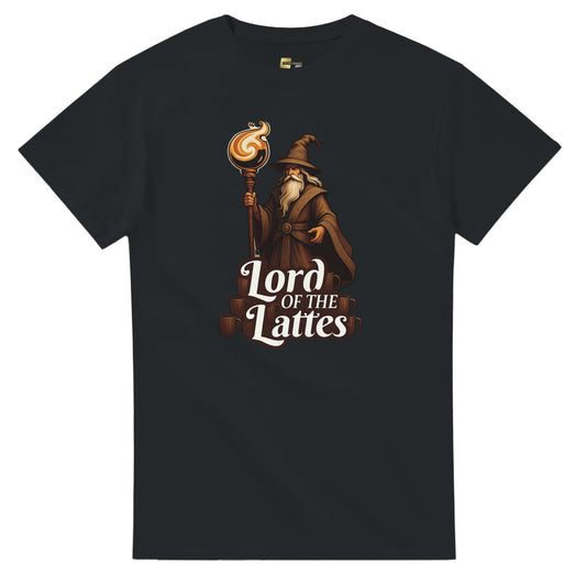 Lord of the Lattes graphic design on a Heavyweight T-shirt