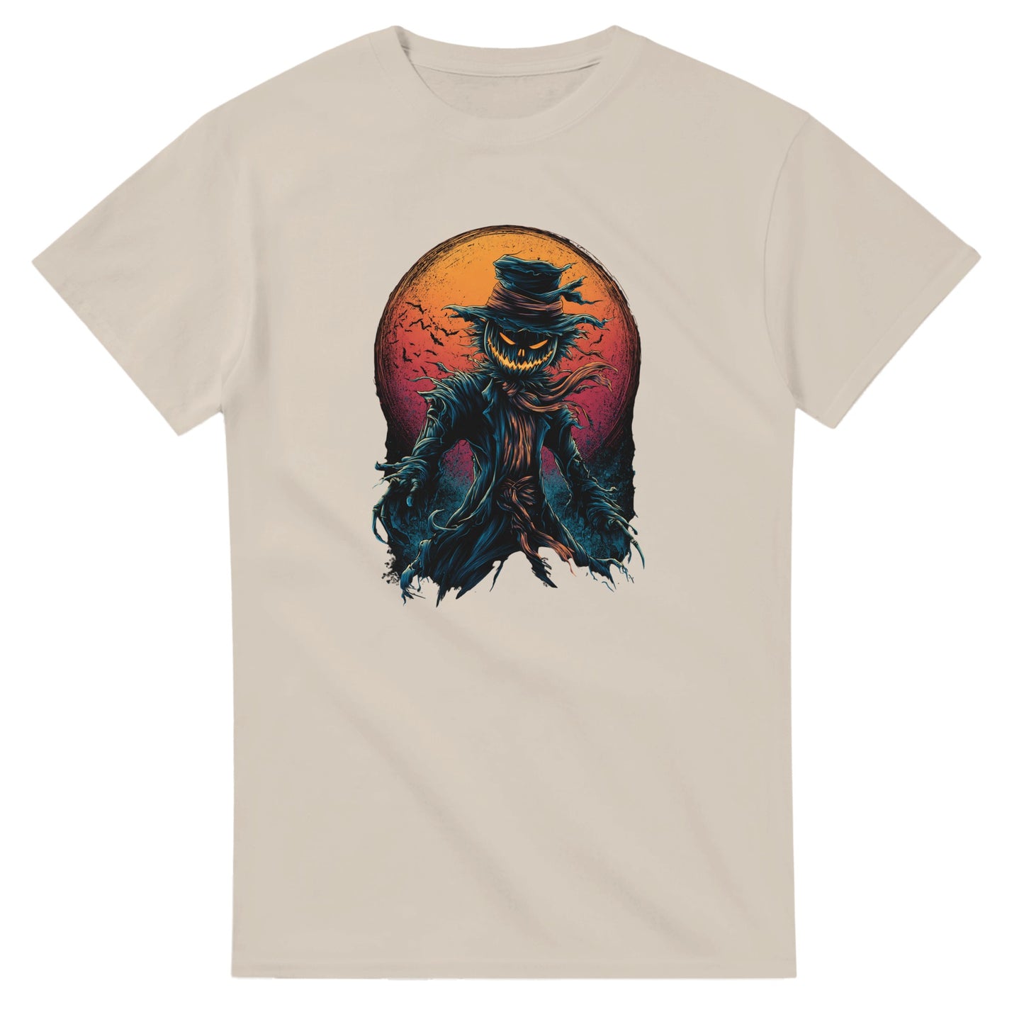 Scarecrow with Full Moon & Bats on a Heavyweight T-shirt