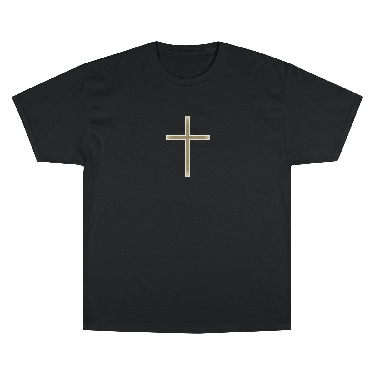 Black Tee Shirt Golden Cross Design Religious product type