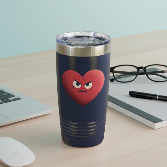 Angry Heart Design on Blue Tumbler Drinkware Product