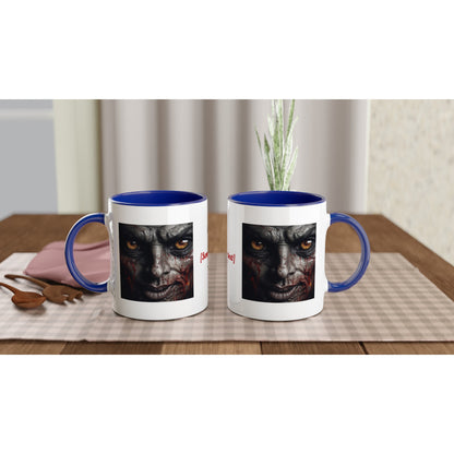 Angry Blood Face on a 11oz Ceramic Mug with Color Inside