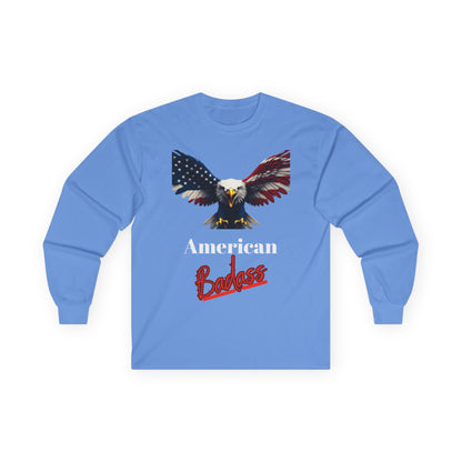 American Badass Patriotic Eagle on a long sleeve tee
