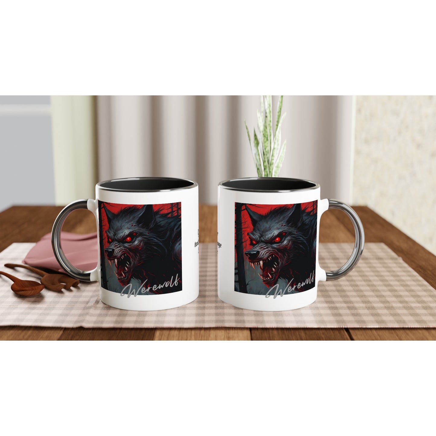 11oz ceramic mug with color inside werewolf snarl personalized