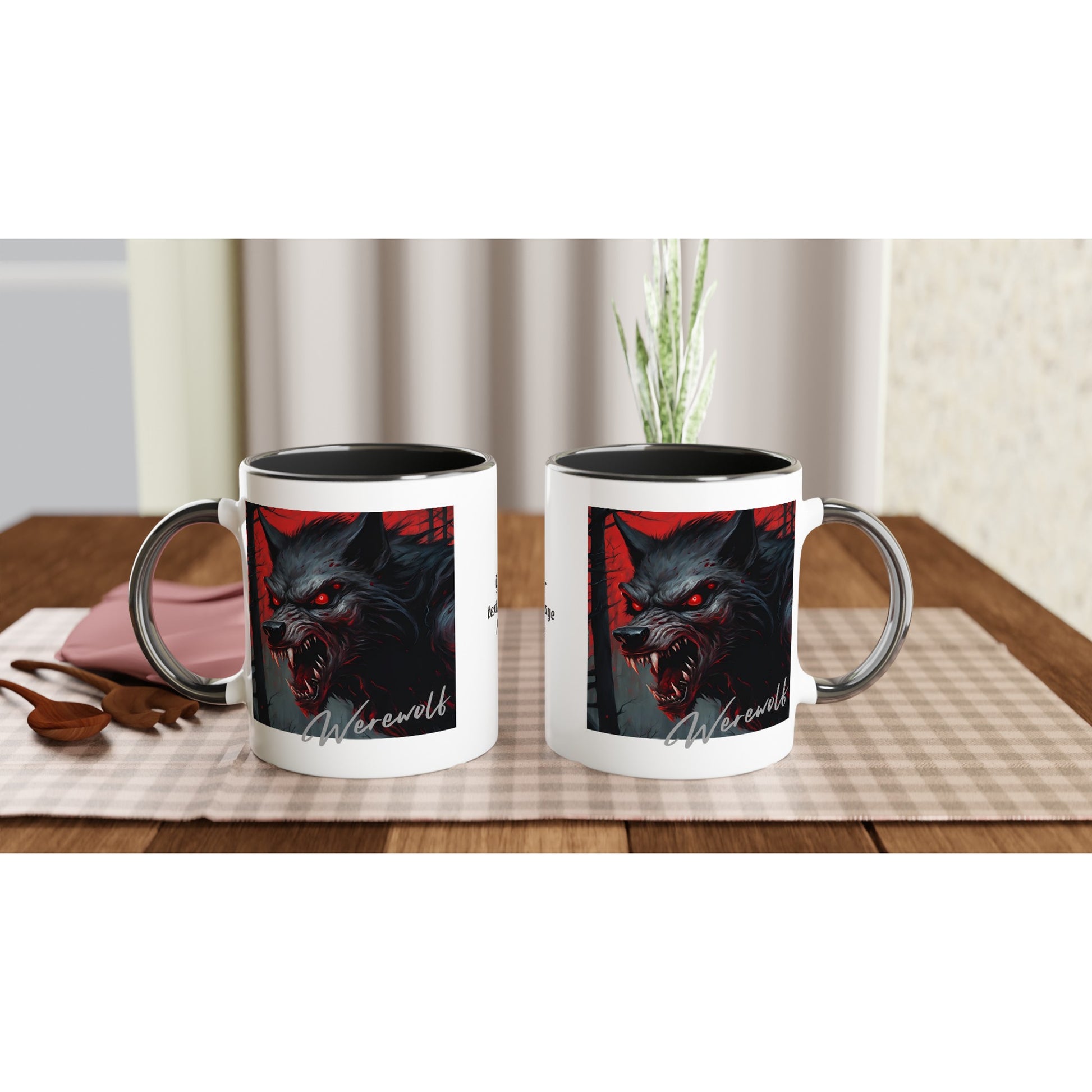 11oz ceramic mug with color inside werewolf snarl personalized