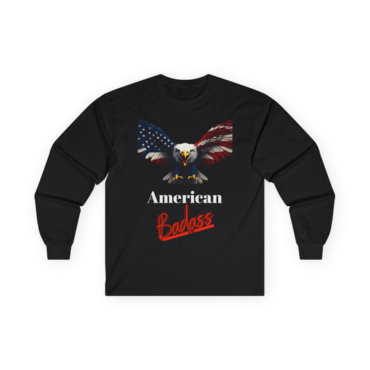 American Badass Patriotic Eagle on a long sleeve tee