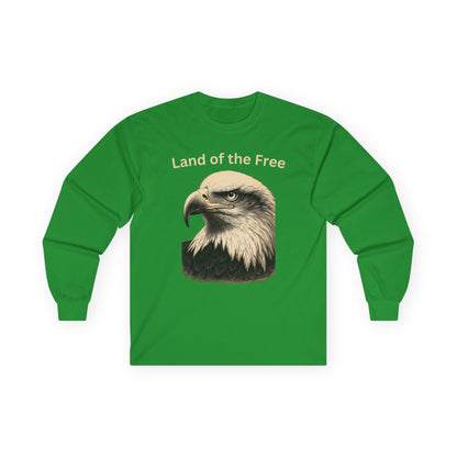 Land of the Free text on a Long-Sleeve Tee