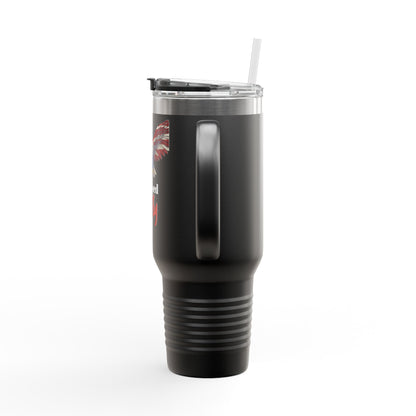 Licensed To Fly Patriotic Eagle on a 40oz tumbler