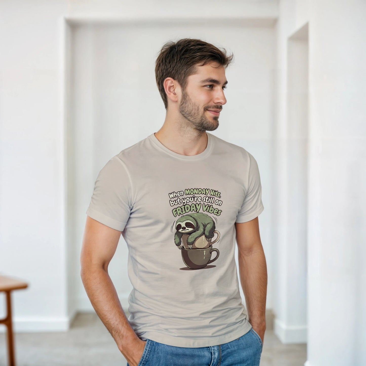 When MONDAY Hits, But You're Still On FRIDAY Vibes Sloth on a Heavyweight T on a shirt