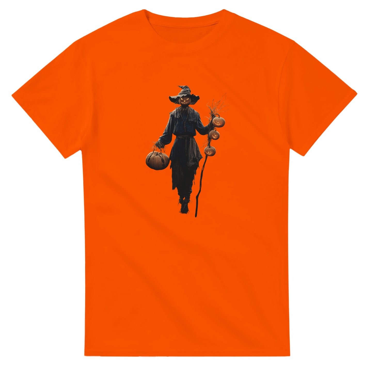 Spooky Scarecrow Jack-O'-Lantern on a Heavyweight T-shirt