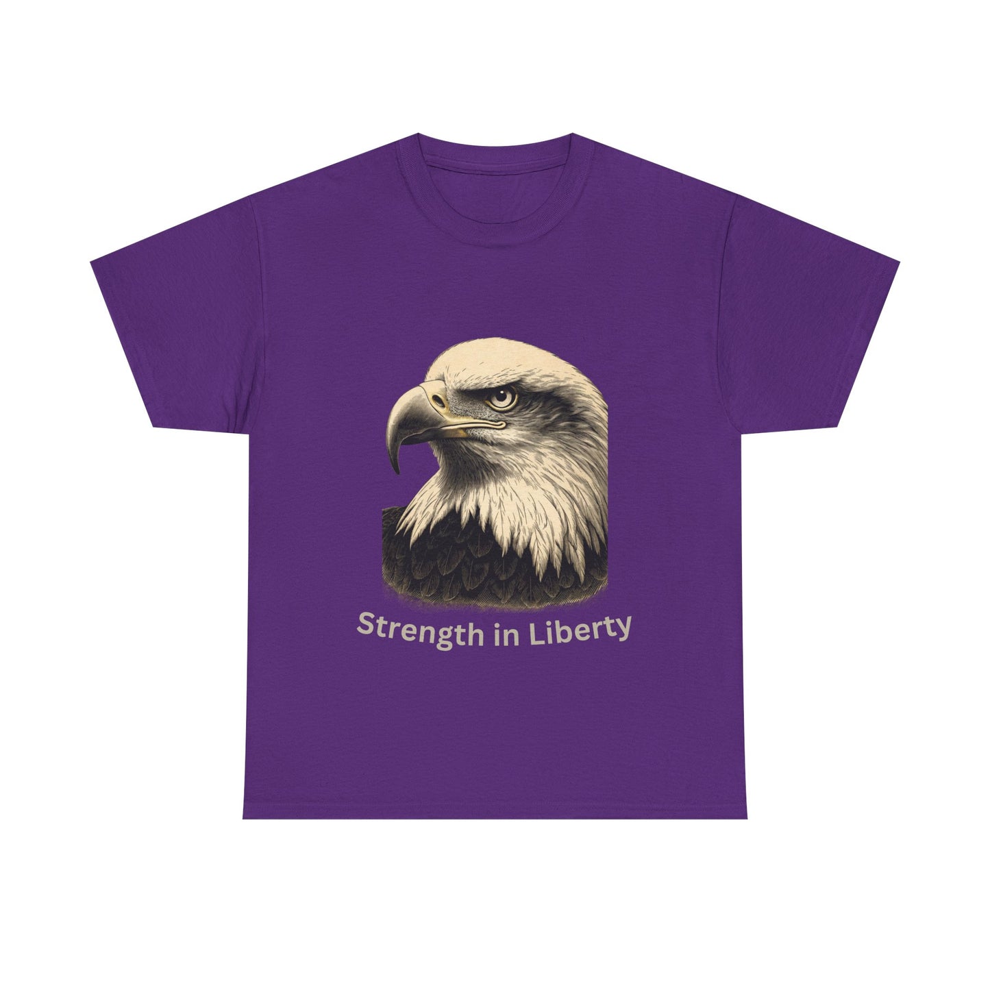 Engraved Eagle - Strength in Liberty - text on the bottom of a Heavyweight T-shirt