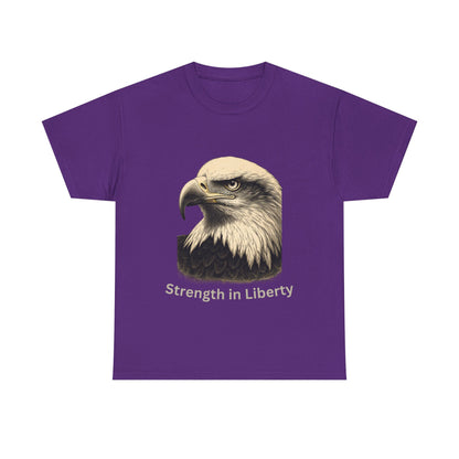 Engraved Eagle - Strength in Liberty - text on the bottom of a Heavyweight T-shirt