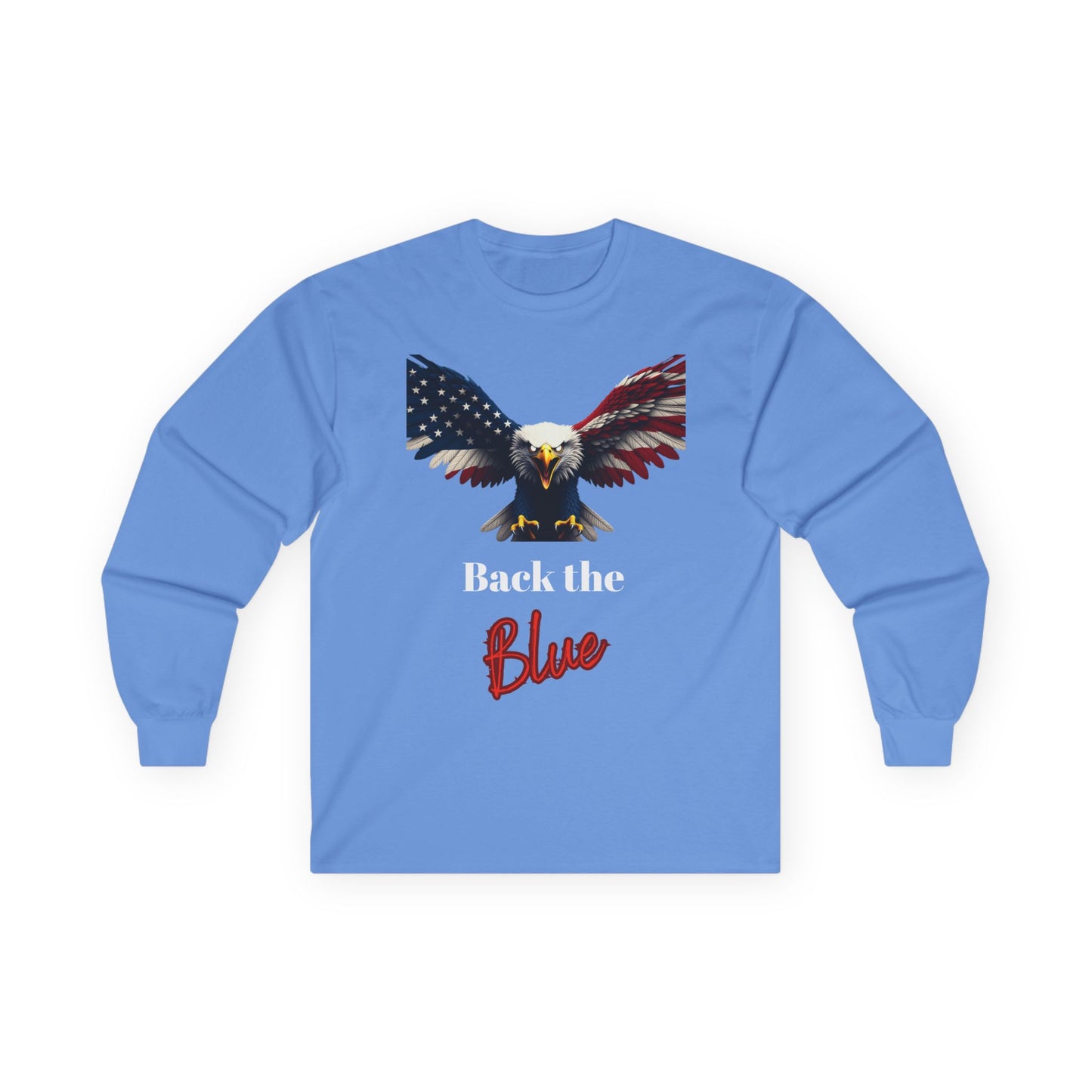 Back The Blue Patriotic Eagle on a long sleeve tee