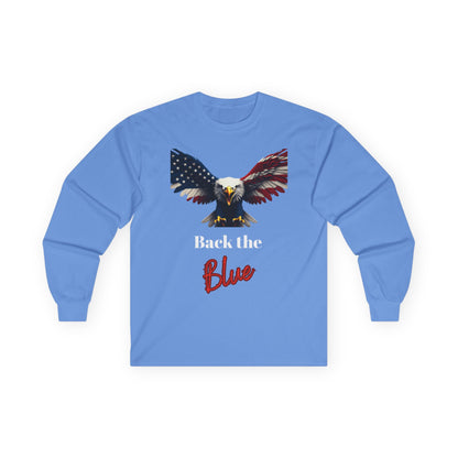 Back The Blue Patriotic Eagle on a long sleeve tee