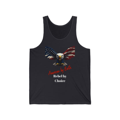 American By Birth Rebel By Choice Patriotic Eagle on a Premium Tank Top