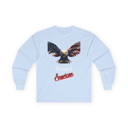 Proud American Patriotic Eagle on a long sleeve tee