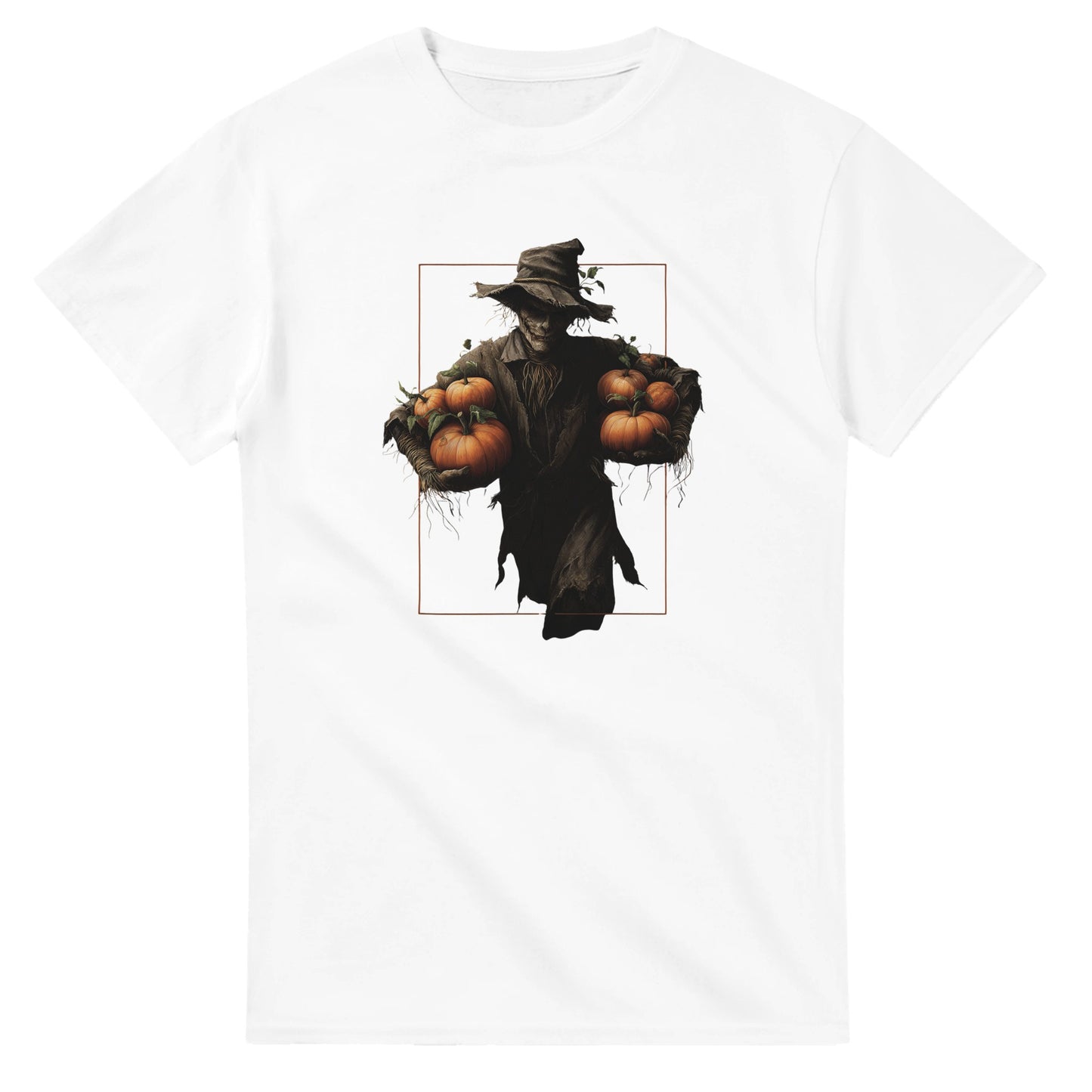 Spooky Harvest Scarecrow on a Heavyweight T-shirt