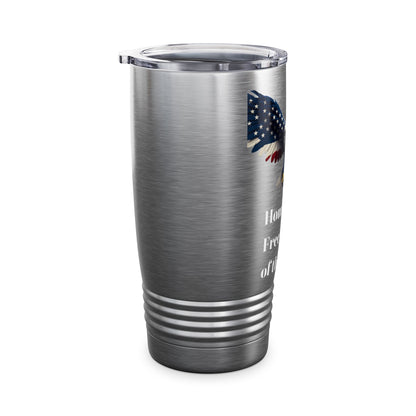 Home Of The Free Because Of The Brave Patriotic Eagle on a 20oz Insulated Tumbler