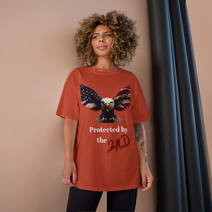 Protected By The 2nd Patriotic Eagle on a Champion T-shirt
