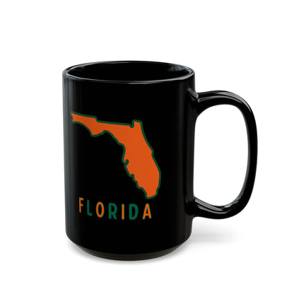 Black mug with "Florida Sunshine State" text and state outline.