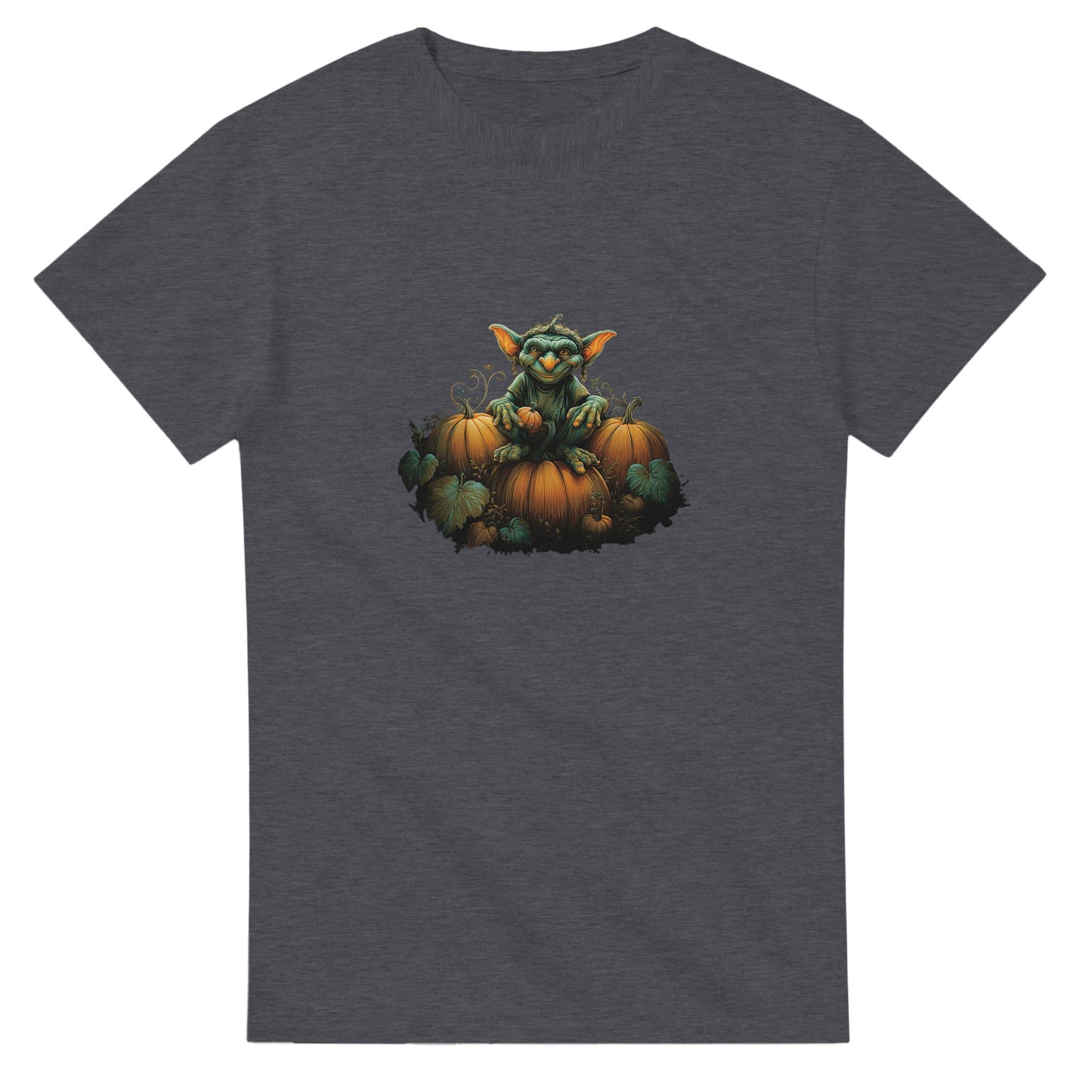 Autumn Goblin & Pumpkins on a Heavyweight T-shirt