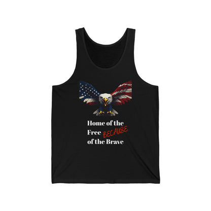 Home Of The Free Because Of The Brave Patriotic Eagle on a Premium Tank Top