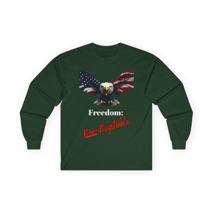 Freedom Non-Negotiable Patriotic Eagle on a long sleeve tee