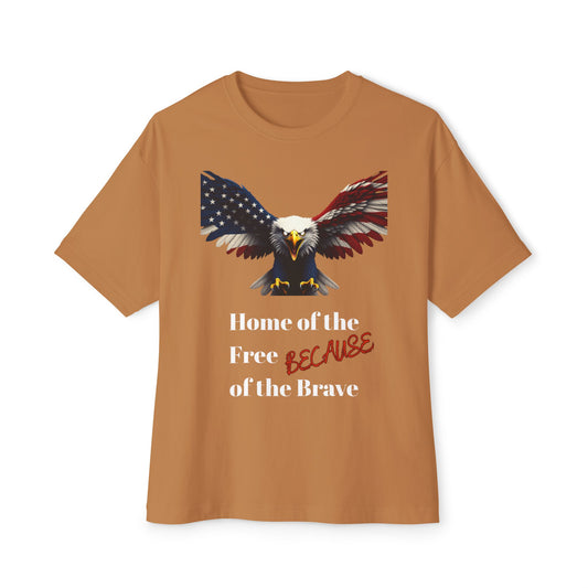 Home Of The Free Because Of The Brave Patriotic Eagle on a Premium Tee