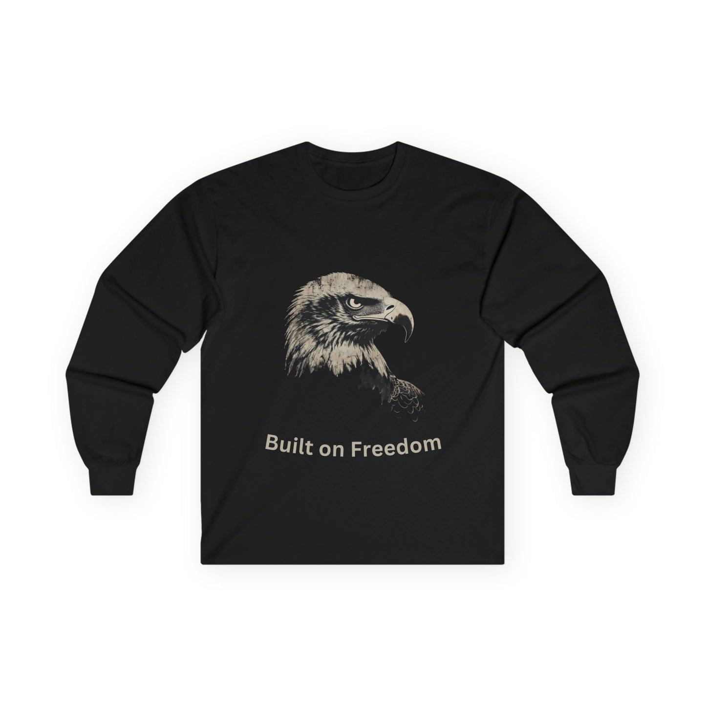 Built of Freedom text on a Long-Sleeve Tee