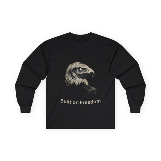 Built of Freedom text on a Long-Sleeve Tee