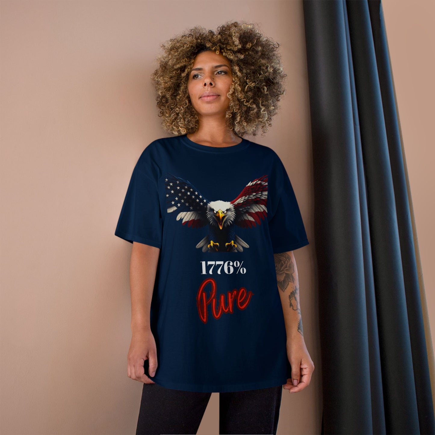 1776% Pure Patriotic Eagle on a Champion T-shirt