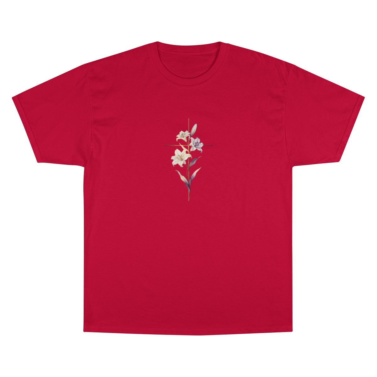 Vibrant Red White Light Blue Lily Floral Cross product type