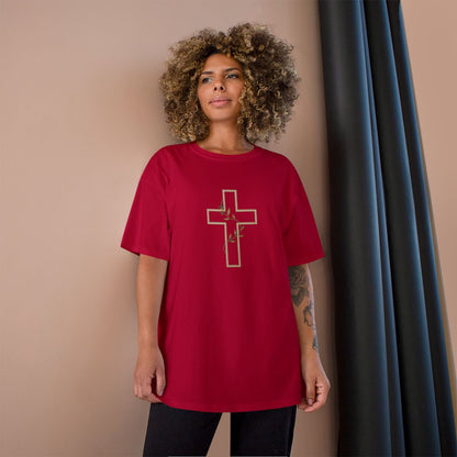 Red Christian Cross Golden Outline Vine Accent product type