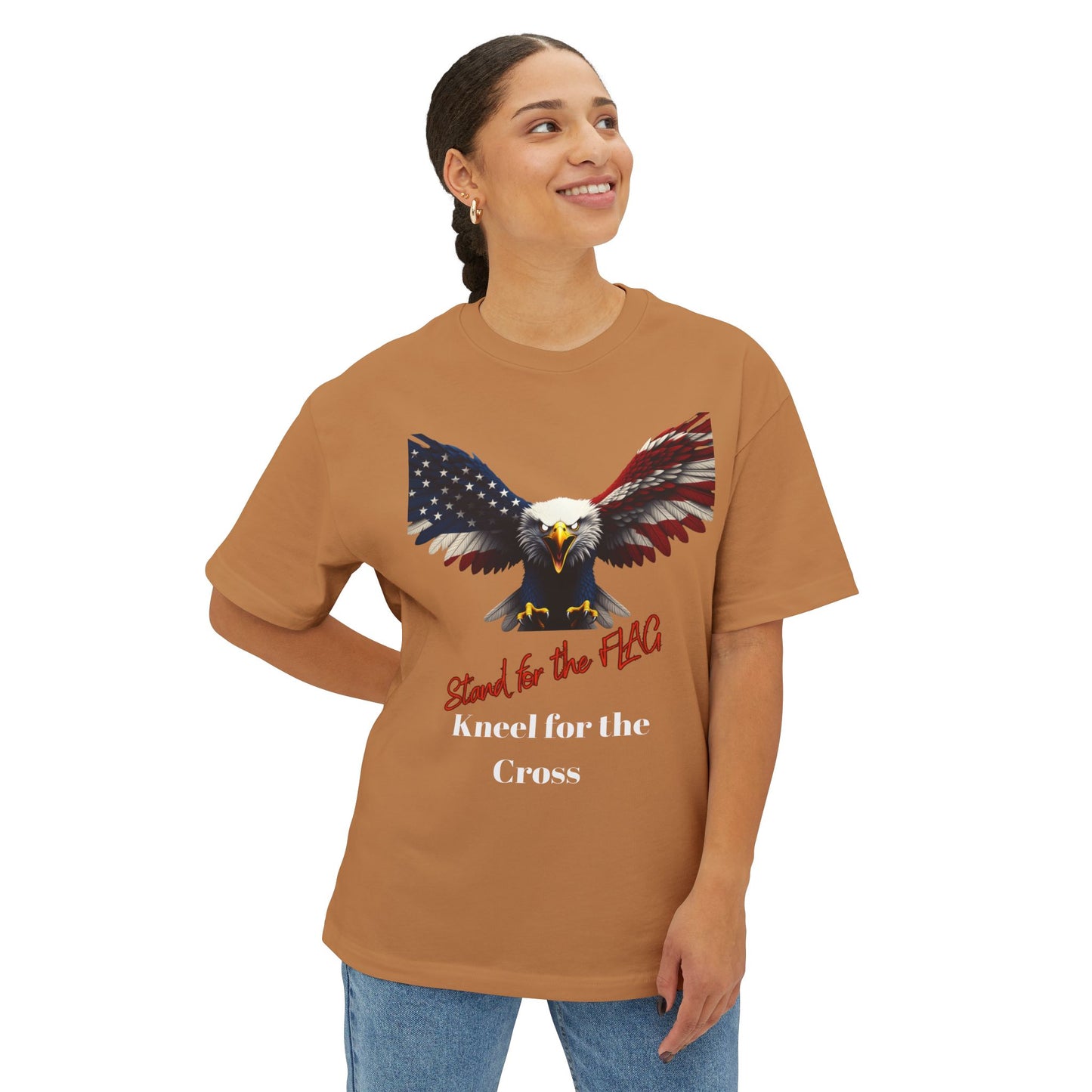 Stand For The Flag Kneel For The Cross Patriotic Eagle on a Premium Tee