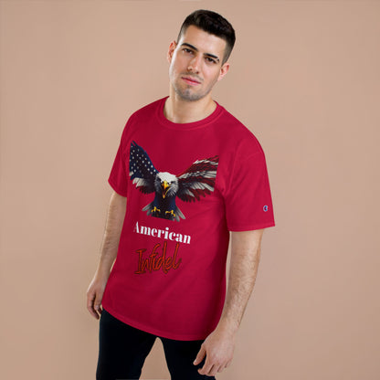 American Infidel Patriotic Eagle on a Champion T-shirt