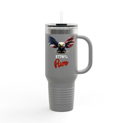 1776% Pure Patriotic Eagle on 40oz red insulated travel mug
