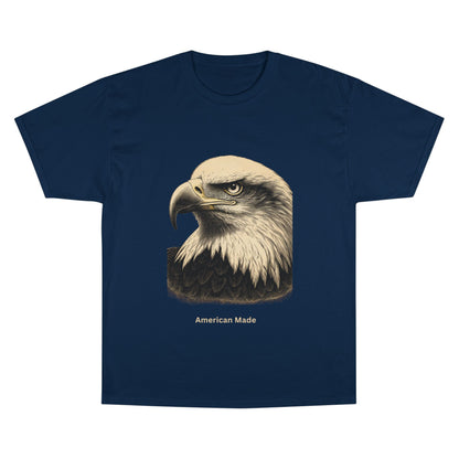 Engraved Eagle - American Made - text on the muted of a Champion Tee