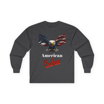 American Badass Patriotic Eagle on a long sleeve tee
