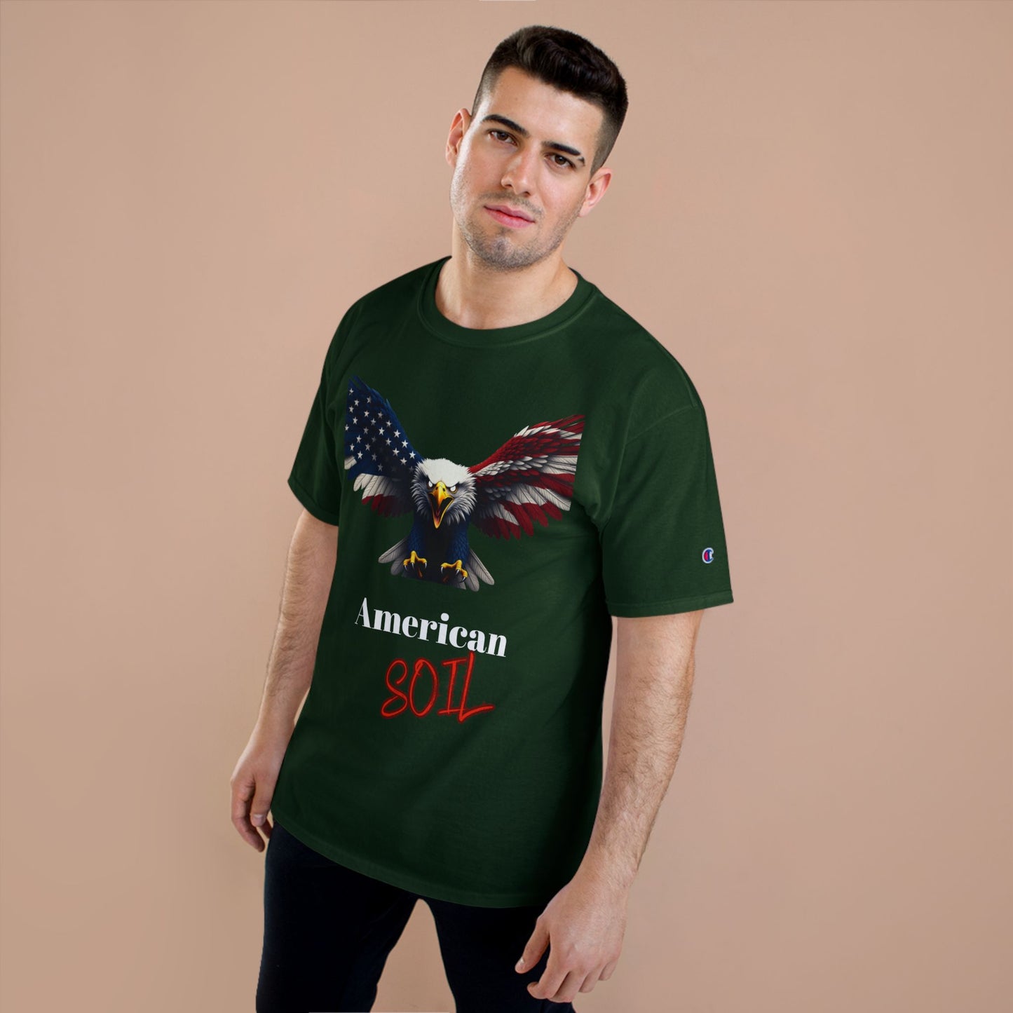 American Soil Patriotic Eagle on a Champion T-shirt