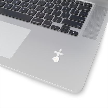 White Cross Floral Detail Laptop Sticker product type